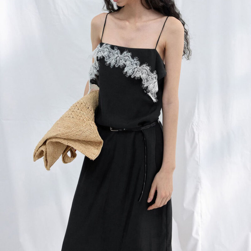 Acetate Lace Trim Spaghetti Strap Dre 4