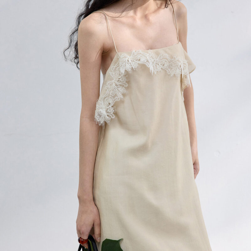 Acetate Lace Trim Spaghetti Strap Dre 7