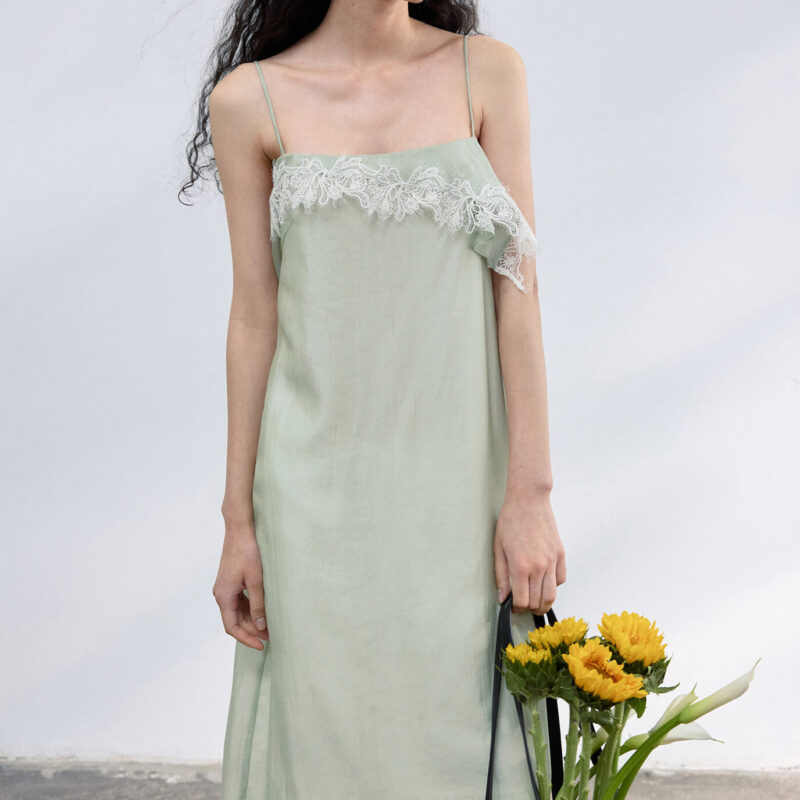 Acetate Lace Trim Spaghetti Strap Dre 9