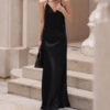 Acetate Satin Wrinkle-free Camisole Backless Long Slim-fitting Evening Gown