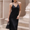 Acetate Satin Wrinkle-free Camisole Backless Long Slim-fitting Evening Gown