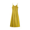 Acetate satin V-neck elegant waist-cinching suspender dress