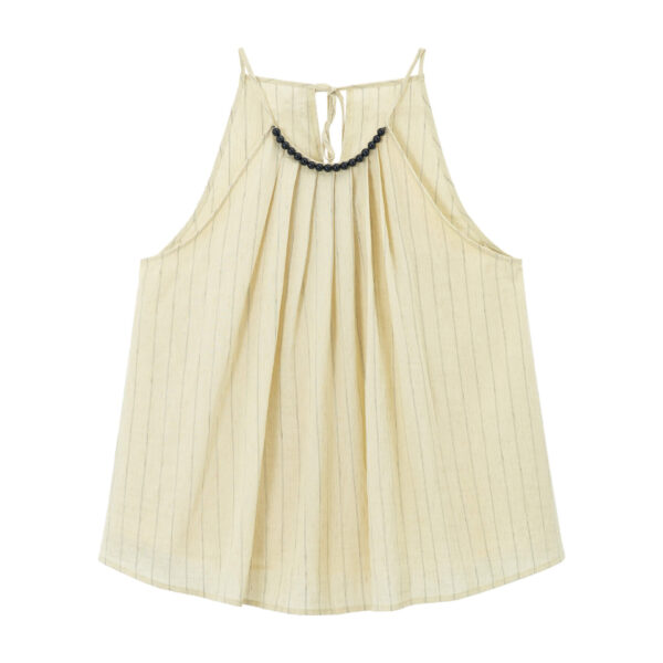 Agate Bead Striped Linen Camisole Top 1
