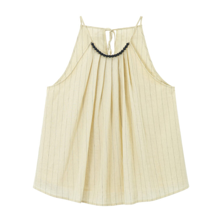 Agate Bead Striped Linen Camisole Top