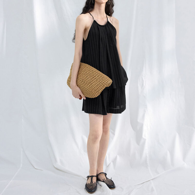 Agate Bead Striped Linen Camisole Top 12