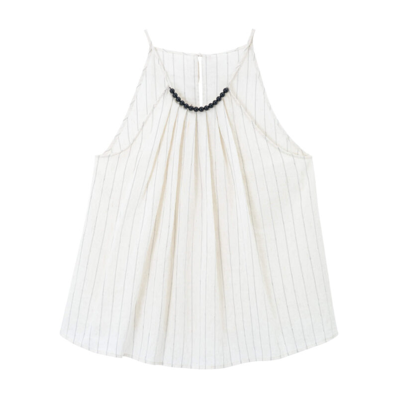 Agate Bead Striped Linen Camisole Top 14