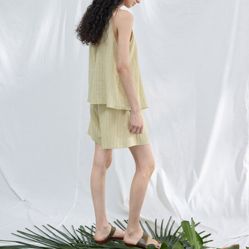 Agate Bead Striped Linen Camisole Top 7