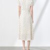 Apricot Polka Dot Puff Sleeve Lace Dress 4