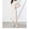 Apricot Polka Dot Puff Sleeve Lace Dress 6