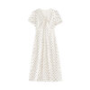 Apricot Polka Dot Puff Sleeve Lace Dress ss