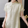 Apricot Silk Jacquard Cheongsam 3