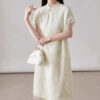 Apricot Silk Jacquard Cheongsam 4