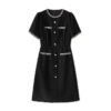 Apricot and Black Short Sleeve Dress 1