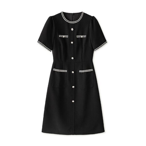 Apricot and Black Short Sleeve Dress 1