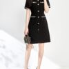 Apricot and Black Short Sleeve Dress 10