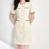 Apricot and Black Short Sleeve Dress 8