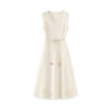 Apricot and Black V Neck Holiday Embroidered Crewneck Tank Dress 10