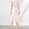 Apricot and Black V Neck Holiday Embroidered Crewneck Tank Dress 12