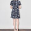 Apricot and Blue French Vintage Sequin Embroidery Denim Dress 11
