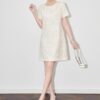 Apricot and Blue French Vintage Sequin Embroidery Denim Dress 9