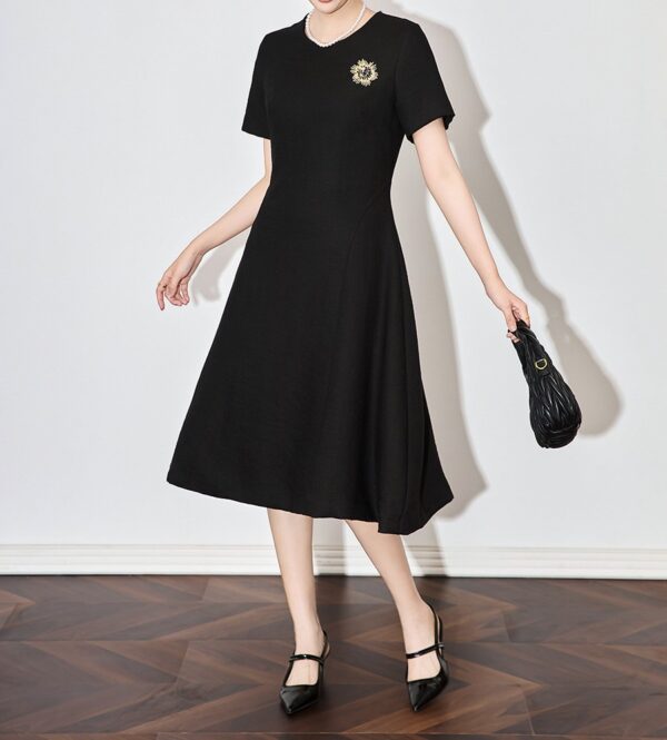 Apricot and black linen dress 1