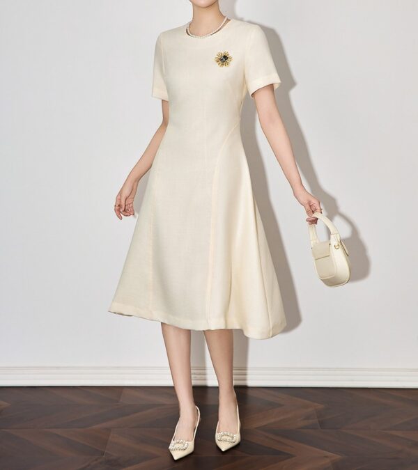 Apricot and black linen dress 10