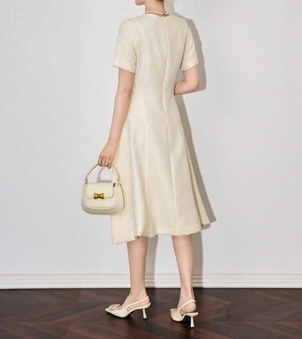 Apricot and black linen dress 9