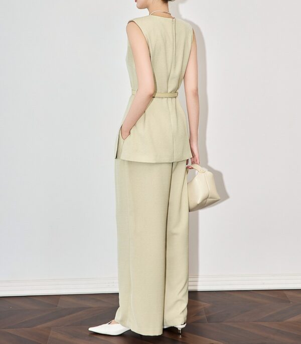 Apricot and black sleeveless top and wide leg pants set 6