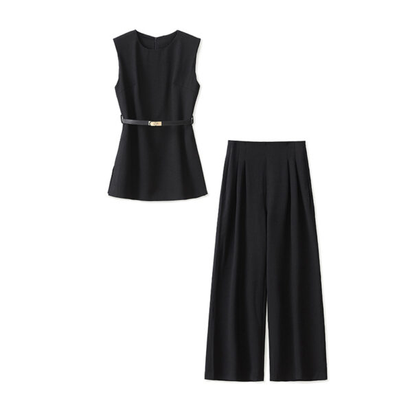 Apricot and black sleeveless top and wide leg pants set 9
