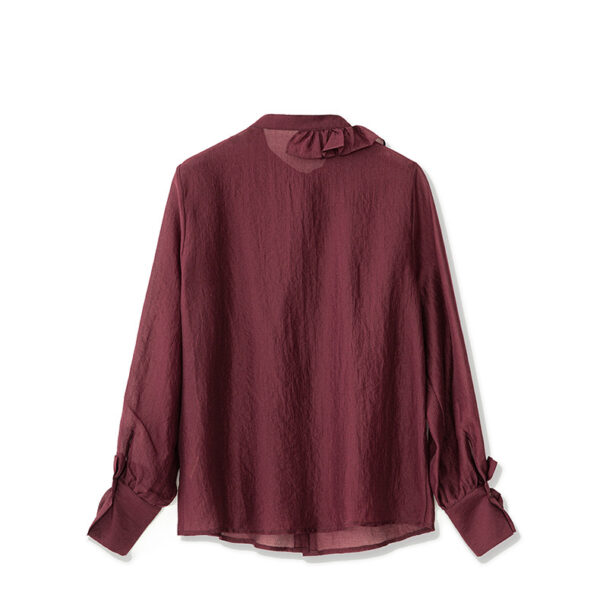 Apricot and red Tencel bubble crepe shirt 2
