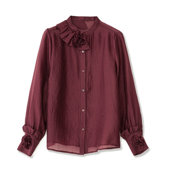 Apricot and red Tencel bubble crepe shirt 9