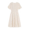 Apricot embroidered lace crew neck dress 6