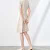 Apricot embroidered lace crew neck dress 8
