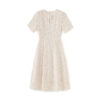 Apricot embroidered lace crew neck dress 9
