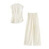 Apricot top and straight pants two-piece set