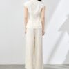 Apricot top and straight pants two-piece set