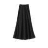 Beige and black commuter elastic waist chiffon skirt 1