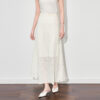 Beige and black commuter elastic waist chiffon skirt 12