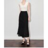 Beige and black commuter elastic waist chiffon skirt 8