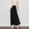 Beige and black commuter elastic waist chiffon skirt 9