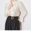 Beige ruffled collar shirt 4