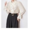 Beige ruffled collar shirt 5