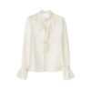 Beige ruffled collar shirt 7