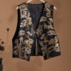 Black Silk Embroidered Beaded Vest 2