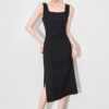 Black Square Neck Suspender Dress