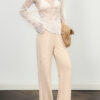 Black and Apricot Casual Open Knit Long Sleeve Top 8