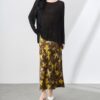 Black and Apricot Lace Chiffon Slit Back Top 11