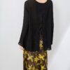 Black and Apricot Lace Chiffon Slit Back Top 12