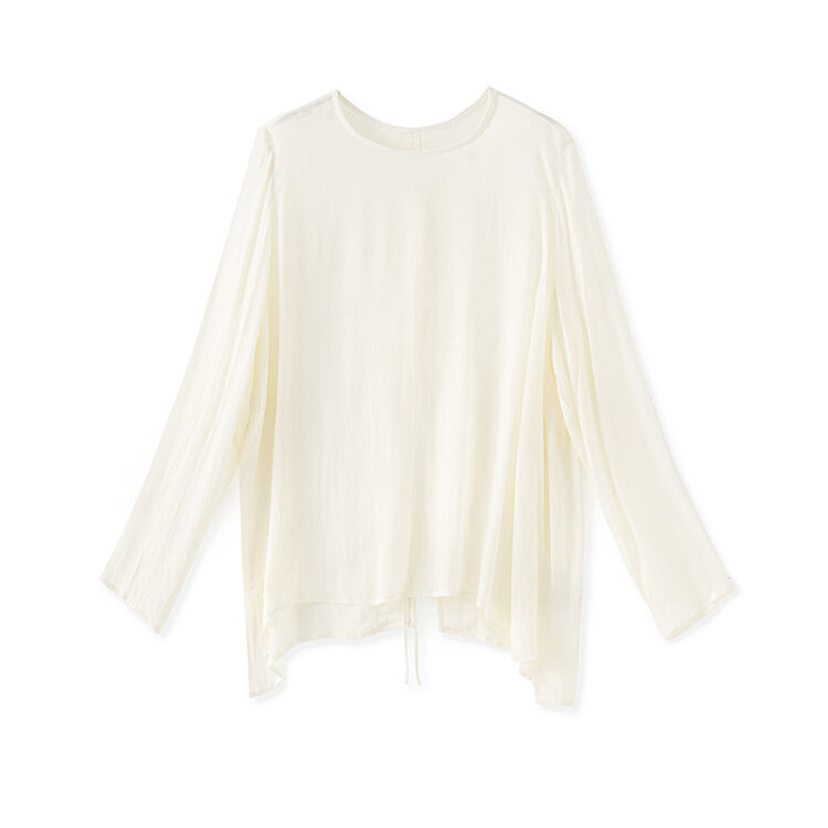 Black and Apricot Lace Chiffon Slit Back Top