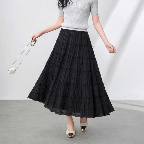Black and apricot high waist tiered skirt 8